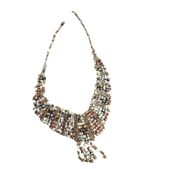 Vintage Egyptian Faience Beads Necklace with matching Clip Earrings Set Jewelry - Picture 6 of 8